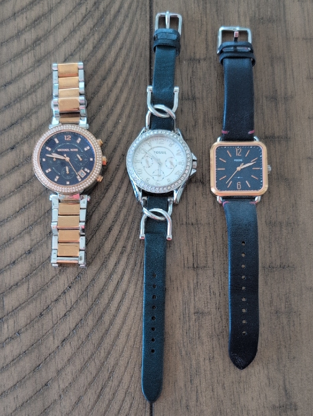 Set of 3 Watches - 2 Fossil designs and 1 Michael Kors design